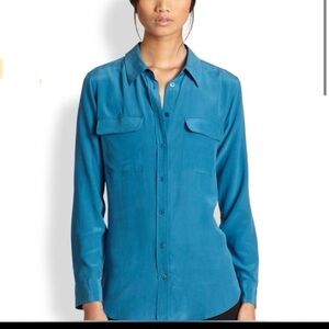 Equipment  Equipment Slim Signature Silk Shirt Blue Sapphire Size medium